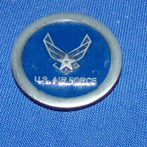 Vintage US Air Force Logo Token Magnet - Blue & Silver - 1.5 Inch